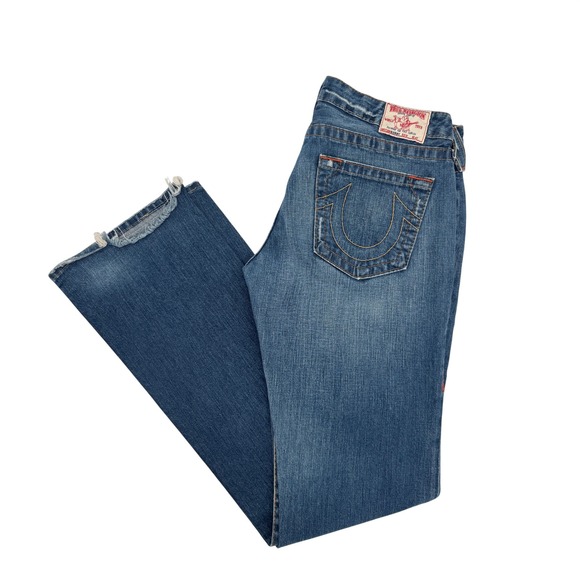True Religion Denim - True Religion Bobby Low-Rise Bootcut Denim Jeans Blue Distressed Women's Size 31